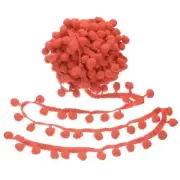 9 Yards Pom Pom Trim Ribbon, 1" Wide Watermelon Red Ball Fringe Trim for DIY