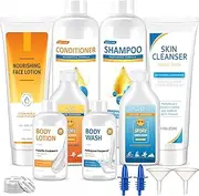 GlikCeil 8 Pcs Fake Shampoo Conditioner Plastic Flask Kit Disguised Shampoo Lotion Bottle Flask Fake Sunscreen Cleanser Cream Shower Flask Ship Cruise Travel Containers Essentials Kit for Vacation