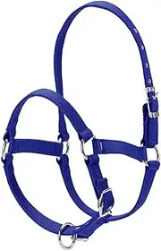 Oimzzr 6mm Thickened Horse Head Collar Adjustable Safety Bridle Headcollar Blue L