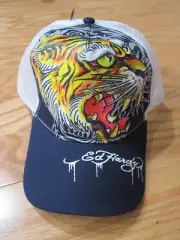 Ed Hardy Tiger Snapback Adjustable Trucker Hat Cap Navy