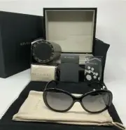 New BVLGARI 8132G Le Gemme Polar Gray Gradient Sunglasses w/ gold/diamond bands