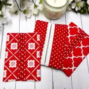 3pc RED & WHITE Travel/Purse Pocket Tissue Holders, Handmade, FREE SHIP