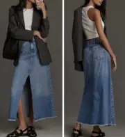 NWT Anthropologie The Madi Front-Slit Midi Denim Skirt by Pilcro, Size 14
