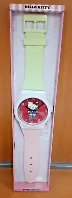 Hello Kitty Sanrio Wristwatch Wall Clock 36" Red Face with Pink Yellow Straps