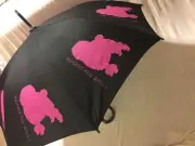 Poodle Walking Stick Style Umbrella 34" Black and Pink - New In Box