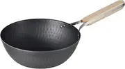 Wahei Freiz EN-011 Enzo Enzo Iron Wok, 8.7 inches (22 cm), Induction Compatible, Gas Frying Pan, Wok Pan, Wooden Handle, Made in Japan