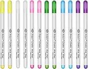 12 PCS Water Erasable Marker Pen Fabric Marking Water Soluble Magic Pen Non-Permanent Automatice Vanishing Marker for Cloth Sewing Tailoring Cross Stitch Embroidery, 6 Colors