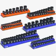 Magnetic Socket Organizer Set 6 Piece, Magnetic Socket Holder Includes 1/4", ...