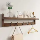 5 Hooks Coat Rack Key Hanger/Mail Organiser Wall Mounted With Top Shelf