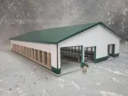 1/64 Custom scratch built FreestallBarn W/Feeding Alley Floor ForestGreen&White
