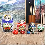 Matryoshka Russian Nesting Dolls 10-Layer Nesting Dolls Hand-Painted Creative Educational Toys Matryoshka Wooden Crafts Birthday Gift Cute and Fun Gift (Color : A)