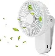 KONPWAY Portable Mini Clip on Fan, 2400mAh Rechargeable USB Battery Operated Stroller Fan with Magnetic - White