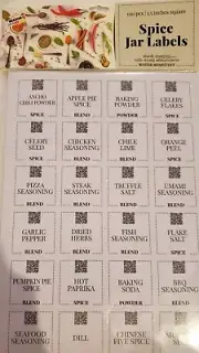 Spice Jar Labels 120 pcs Preprinted White Sticker Black Text