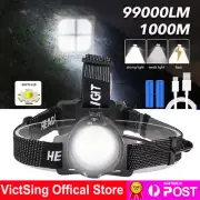 Super Bright Waterproof Head Torch Headlight LED CREE USB Rechargeable Headlamp