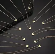 [SHMAZ] Stainless Steel Necklace Gold Chain Initial Charms Metal Heart A To Z Letters For Women