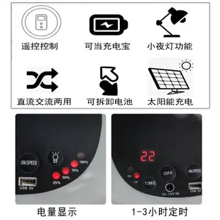 戶外風扇 太陽能充電扇 可充電風扇 家用12寸16寸臺式戶外便攜擺攤蓄電池大風力太陽能風扇 全館免運