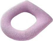 LVNPNGVFAC Winter Warm Toilet Seat Cover Closestool Mat 1Pcs Washable Bathroom Accessories Knitting Pure Color Soft O-Shape Pad Bidet Cover(PurpleA)