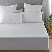 Dreamaker 100% Cotton Filled Quilted Mattress Protector, Breathable Natural Cotton Cover, Deep Fully Fitted Skirt, Purafresh Treated Anti-Bacterial & Hypoallergenic Protection - Double Bed