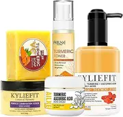 AILKE Turmeric Skin Care Set, Whitening, Moisturizing, Remove Acne, Blackheads, Pimples, Revitalizing Skin, With Niacinamide, Fresh Ginger, For Women and Men Kit