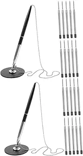 SHOWERORO 2 Sets Office Pen with Chain Countertop Signature Pen Multi-function Writing Tool Guest Book Pen Vertical Desk Accessory Business Accessory Sturdy Writing Instrument