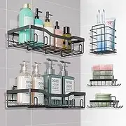 5 Pack Shower Caddy,Bathroom Storage&Kitchen,Rustproof Restroom Organizer,Large Capacity Bathroom Accessories Organizer,Shower Shelves Inside Shower Rack,No Drilling