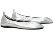 NIB TORY BURCH $198 SILVER EDDIE BALLET FLAT SHOE/Sz 6