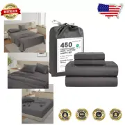 King Size Bedding Set - 450 Thread Count Cotton Sheets, Soft & Durable