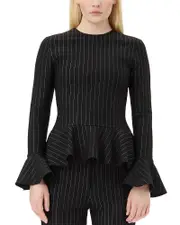 Ganni Stripe Peplum Blouse