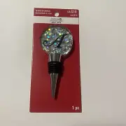 Wine Bottle Stopper Topper Monogrammed Letter “A” Silver Sparkle Wine Saver