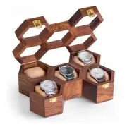 Men’s Watch Box Organizer – Dark Rosewood Display Case with Glass Li