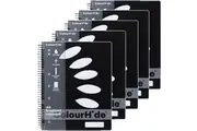 5 Pack Colourhide 5-Subject Notebook 250 Page A4 Black