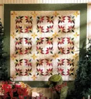 New Pieced and Applique Quilt Pattern POINSETTIA WREATH 59"x59"