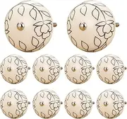 Cupboard Knob Pulls, 10pcs Vintage Look Flower Ceramic Knobs Kitchen Cabinet Handles Single Hole Wardrobe Dresser Drawer Knobs with Screws