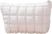 Puffy Makeup Bag Quilted Makeup Bag Cute Checkered Cosmetic Bag for Women Travel