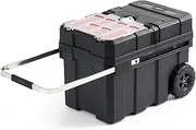 Keter - 241008 Masterloader Resin Rolling Tool Box with Locking System and Removable Bins – Perfect Organization and Storage Chest for Power Drill, Tape Measure, and Screwdriver Set, Black