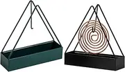 2 Pcs Metal Mosquito Coil Holder Portable Fireproof Triangular Hanging Coil Tray Ash Catcher Metal Mosquito Coil Burner for Home,Outdoor,Camping Hanging for Mosquito Citronella Spiral Repellent Coils