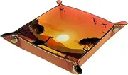 [YTYVAGT] Desk Organizer,Valet Tray for Men and Women,Desk Accessories,4.5x1.18 in,Australia Sunset Kangaroo Ostrich