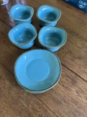Southern Living at Home Tuscan Tidbit Bowls & Saucers Brazil Blue Set Of 4 New