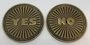 Yes Or No Coin #2, Make A Decision, 42mm Wide, You Get 1 X Coin With Two Sides