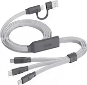 PZOZ 3 in 1 Multi Charging Cable, Fast Charging Cord with USB C Cable [100W] Lightning Cables [27W] Micro USB[10W] for iPhone 16 15 14 iPad Pro MacBook Samsung (1.5M)