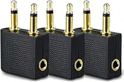 HEYUS [3 Pack] Airplane Headphone Audio Adapter, for Audio Jack to Plug Air Plane Flight Connector Dual Socket Headphone Audio Jack Male,Earphone Adaptor 3.5 mm 1/8 inch Fits Bose Beats