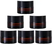 6 Pcs 5ml Amber Glass Jars With Lids Tiny Cosmetic Containers Round Glass Vials Empty Pots For Makeup Face Cream Lotion Eye Shadow