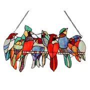 Stained Glass Window Hangings,9 Birds on a Wire Suncatchers for Home Decor,Ha...