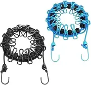 2 Pcs Portable Clothesline with 12 Clothespins Windproof Travel Clothesline Stretchy Retractable Elastic Laundry Clothes Line for Travel, Camping, Hotel, Balcony, Backyard, and Indoor Use