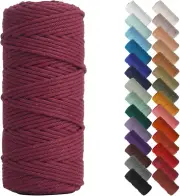 NOANTA Wine Red Macrame Cord 3Mm X 109Yards, Colored Macrame Rope, Cotton