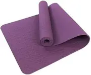 Yardwe Tpe Slip Yoga Mat for Outdoor Camping Fitness Odorless Dark Purple Exercise Mat for Yoga Aerobics