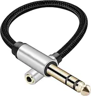 1/4 to 1/8 Headphone Cable Adapter, TRS Auxiliary Aux Cord 6.35mm Male to 3.5mm Female Stereo Jack Audio Adapter for Amplifiers,Guitar, Piano, Home Theater, Braided Cable 1ft (30cm)