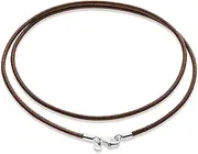 [Miabella] Genuine Italian 2mm Black or Brown Leather Cord Chain Necklace for Men Women with 925 Sterling Silver Clasp 14, 16, 18, 20, 22, 24, 26 Inch Made in Italy