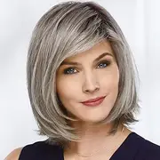 Bob Wig with Bangs for Layered Bob Straight Hair Wig Natural Synthetic Hair (22698, 30CM)