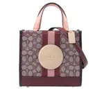 COACH DEMPSEY TOTE 22 緹花拼皮革二用托特包(酒紅色/裸色) C8417 IMMZI